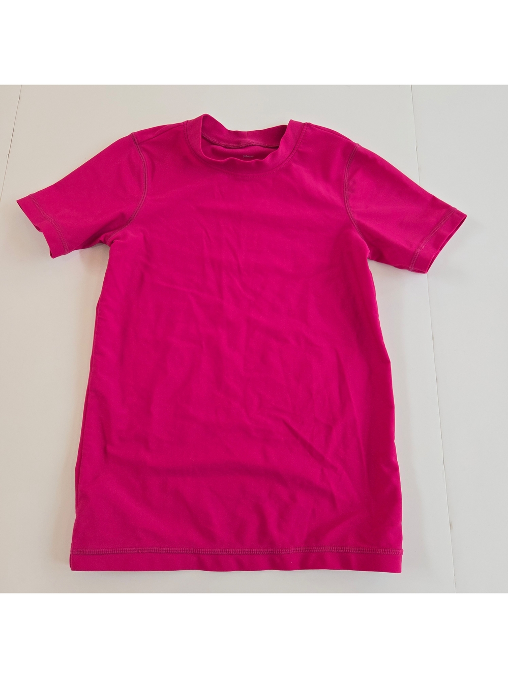 Primary Kids Girls 8-9 Hot Pink Short Sleeve UPF 50+ Rash Guard Swim Shirt Youth